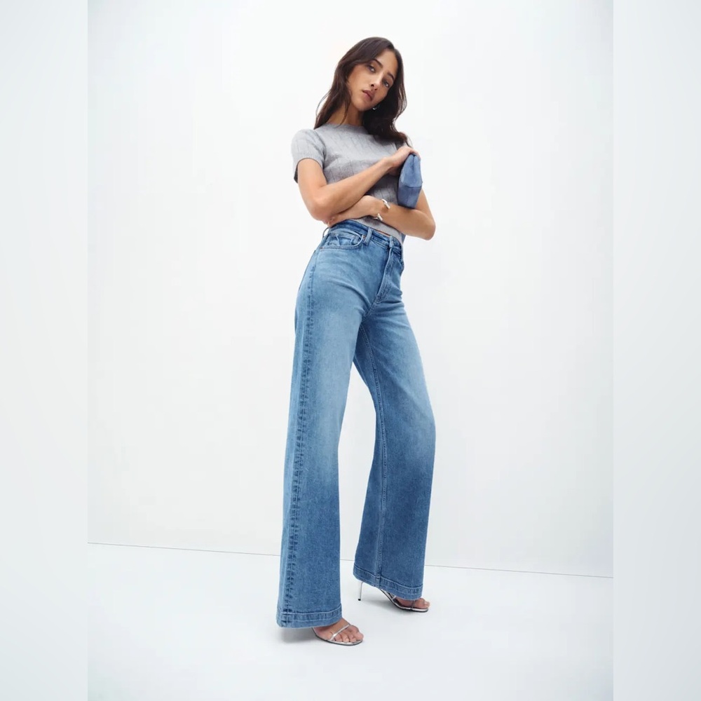 Reformation Bex Super Stretch High Rise Wide Leg Jeans Woods Wash 29 Denim NEW